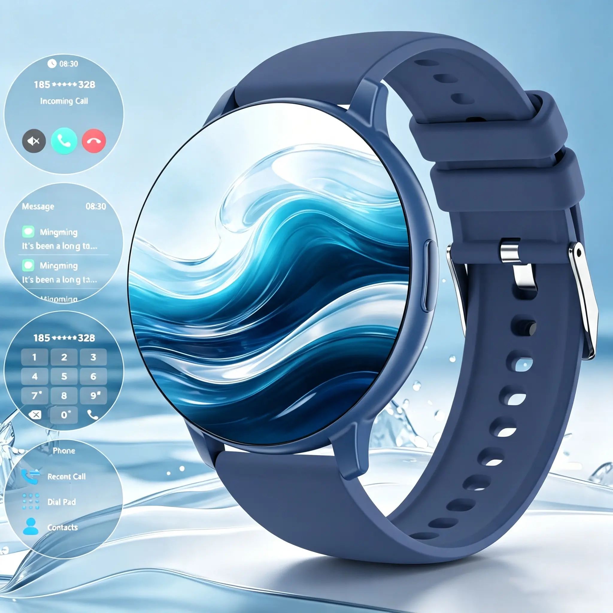 Unisex IP68 Smart Watch with Silicone Strap - Wearable Devices, New Modern Design, Valentine's Day Gift, Text Notifications, Multiple Sports Modes, Remote Camera Control, Compatible with iPhone & Android