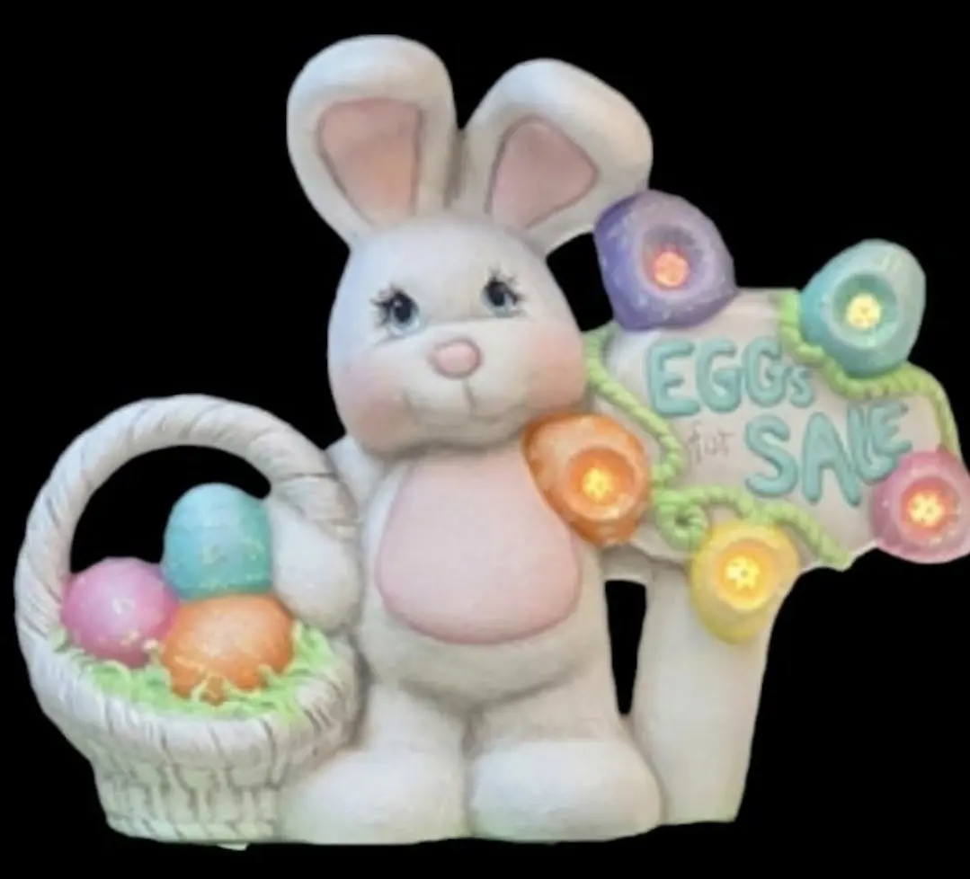Easter Bunny w/ Eggs For Sale Ready to Paint Unpainted Ceramic Bisque 10.5in H x 13in W Perfect for Acrylic Painting