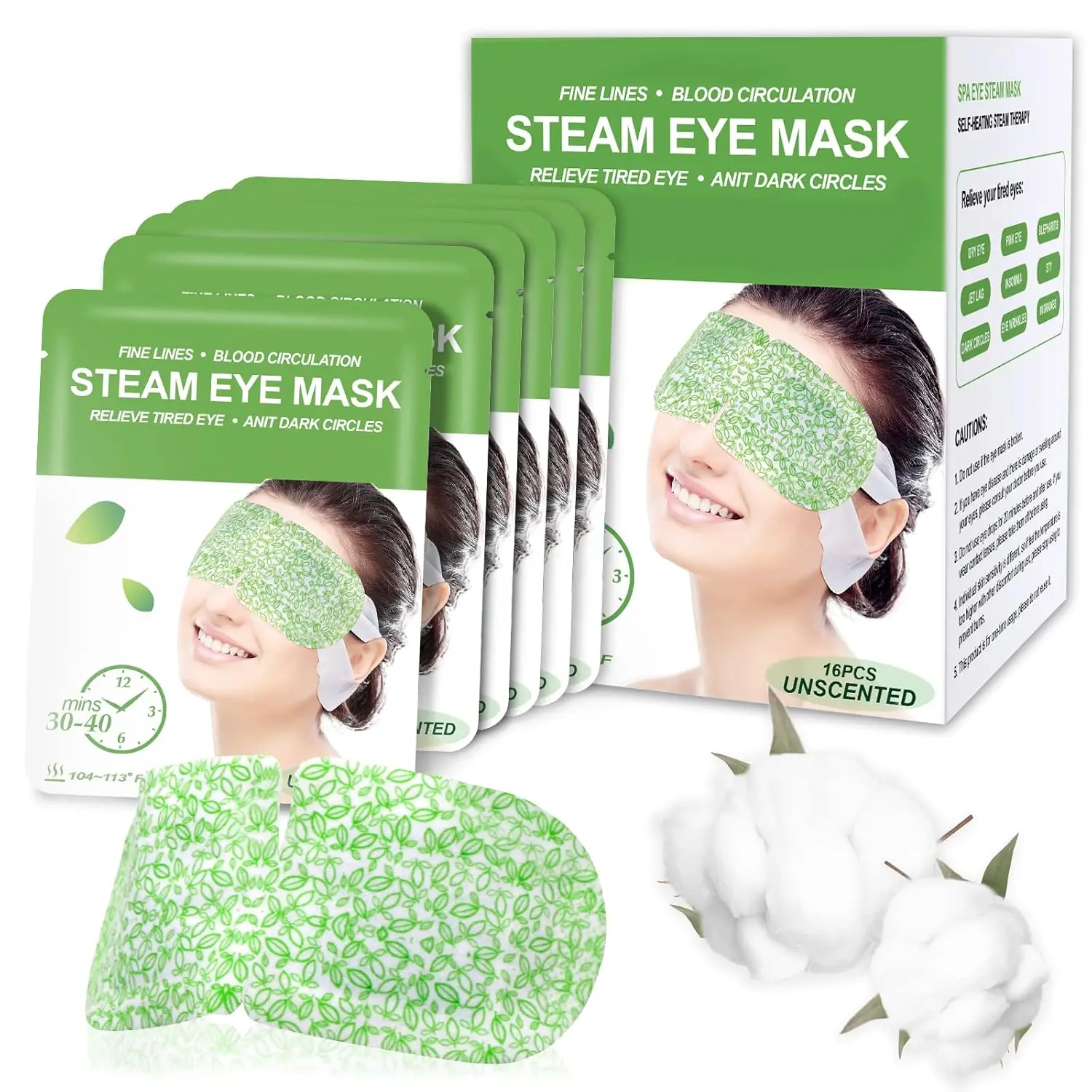 16 Packs Steam Eye Masks for Dry Eyes, Self Heating Warm Compress Unscented | Spa Relaxation Set for Women, Disposable Heated Eye Mask, Soothes & Rejuvenates Tired Eyes, Home & Office, Travel Essentials