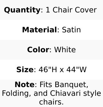White Satin Self-Tie Stretch Dining Chair Slipcover - Durable Washable Universal Slip-On for Banquets, Party Chairs