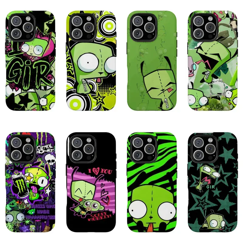 Invader Zim GIR Phone Case Cute Alien Robot Dog Cartoon Shockproof Cover for iPhone 16 15 14 13 Pro Max Y2K Emo Scene Kid Aesthetic Graphic Case