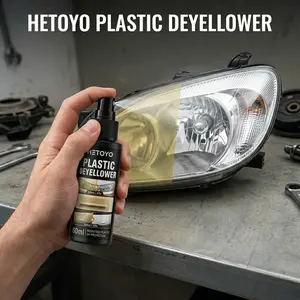 Fast-acting plastic yellowing remover spray - powerful formula, suitable for air conditioners, car headlights, and plastic panels.