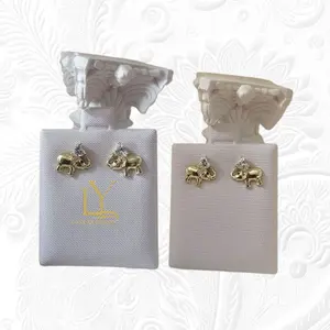 LaYaiBoutique #1029 Elephant style earrings with stone 14k gold plated HIGH QUALITY. small size