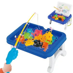 Magnetic Drawing Board Dual-Sided Table, Toddler Painting Table, Detachable Fishing Game Set, Fishing Rod Included, Perfect Gift for Kids Boys Girls