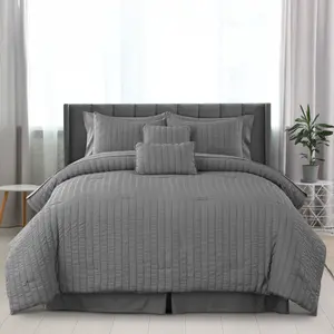 Hannah Bedding 10-Pc Reversible Comforter Set - Seersucker Polyester Autumn Duvet insert Set - Soft, Cozy, Fluffy, Zipper Closure Down Alternative - Luxury Bedding Set for All Seasons -  Machine Washable