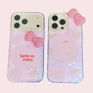 Cute Shiny Bling Sparkly Phone Case with Crystal Diamonds Shockproof Protective and Camera Protective Case for Iphone 16 Series plus 12 13 14 15 PM