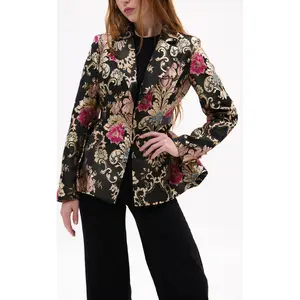 CASHA-BLACKMULTI BROCADE BLAZER JACKET