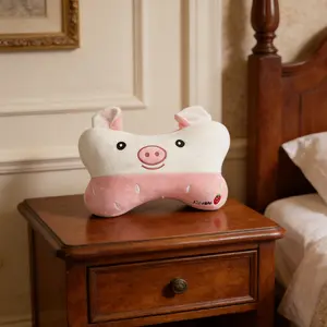 28cm Pink Pig Plush Bone Neck Pillow Cartoon Animal Car Travel Neck Support Soft Comfort Neck Cushion for Office, Home & Road Trips Cute Decorative Neck Rest Pillow