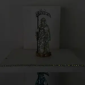 2026 Limited Edition Holy Death Mini Altar 2 1/2 Inches Tall with Crystal Gems in Variety Colors for Spiritual Practice