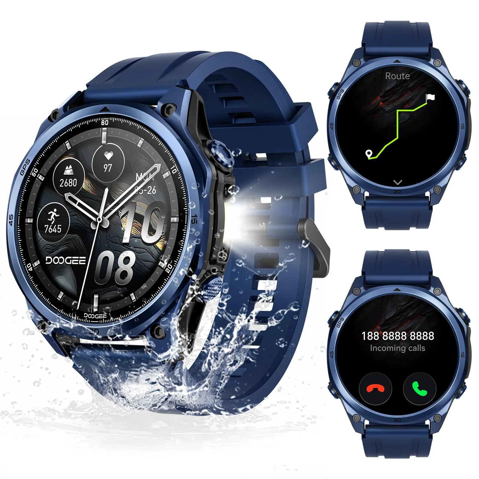 DOOGEE Anywise W1 Pro Smart Watch 5ATM, Dual-Band GPS, 170+ Sports, Calls, 12-Day Battery, 1.43''