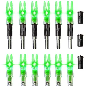 12pcs X Lighted Nocks for Arrows – .205'' .232'' .244'' .248'' Inside Diameter with H, S, GT Bushings |   High-Visibility Green Light Up Nocks with ON/Off Switch for Archery