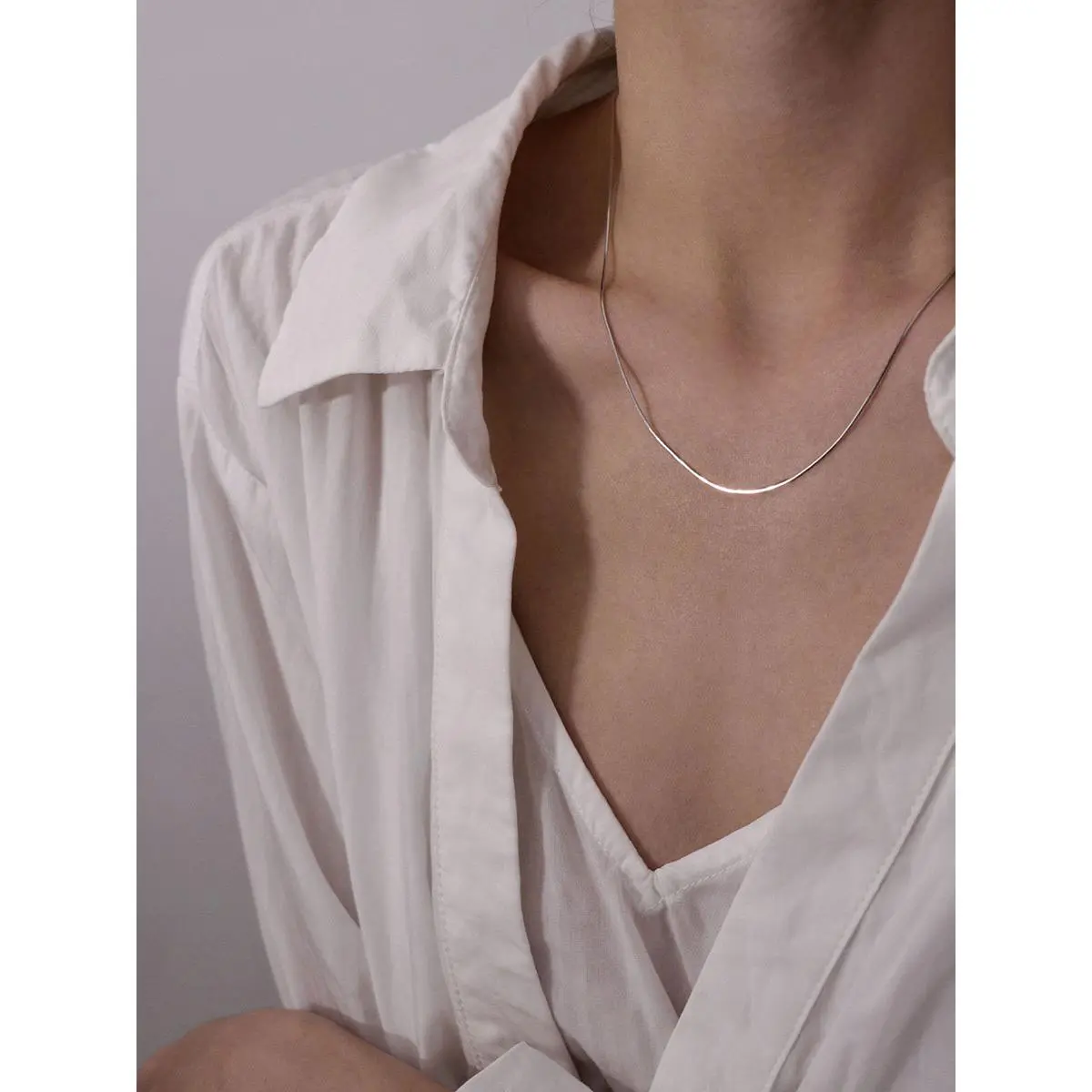 S925 Sterling Silver Super Flash Snake Bone Chain Statement Necklace - Basic, Simple, All-Match, Stackable Exquisite Clavicle Fashion Accessory, Clavicle Necklace, Basic Style, Exquisite Clavicle Necklace