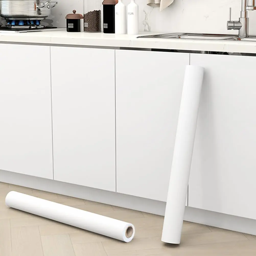 Self-Adhesive White Vinyl Decorative Wallpaper - Eco-Friendly, Renter-Friendly, Waterproof, Glue-Free Peel and Stick Wallpaper Designs for Interior Walls, Kitchen Backsplash