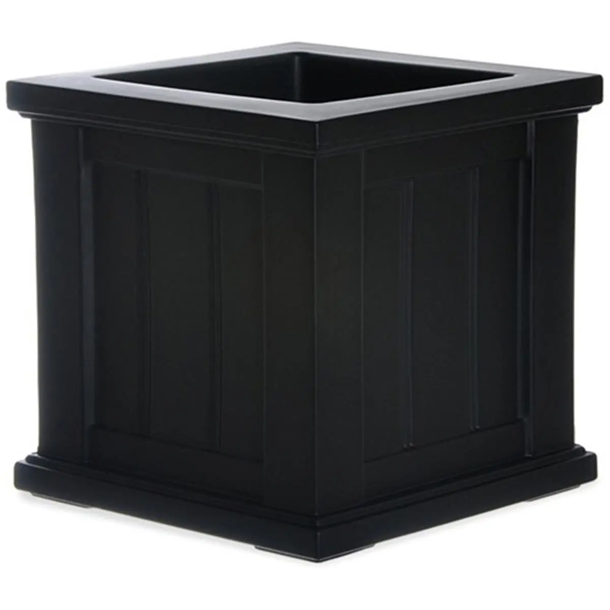 Cape Cod Square Outdoor Planter, 14x14 in Black Double-Wall Molded Plastic Polyethylene Patio Pot, 10"l x10"w x10.5"d, 3.1 gal, Beaded Panel, 15-Year Limited Warranty, Sub-Irrigation System for Outdoor Upgrades & Root Growth Support, 10"L X 10"W X 10.5"D