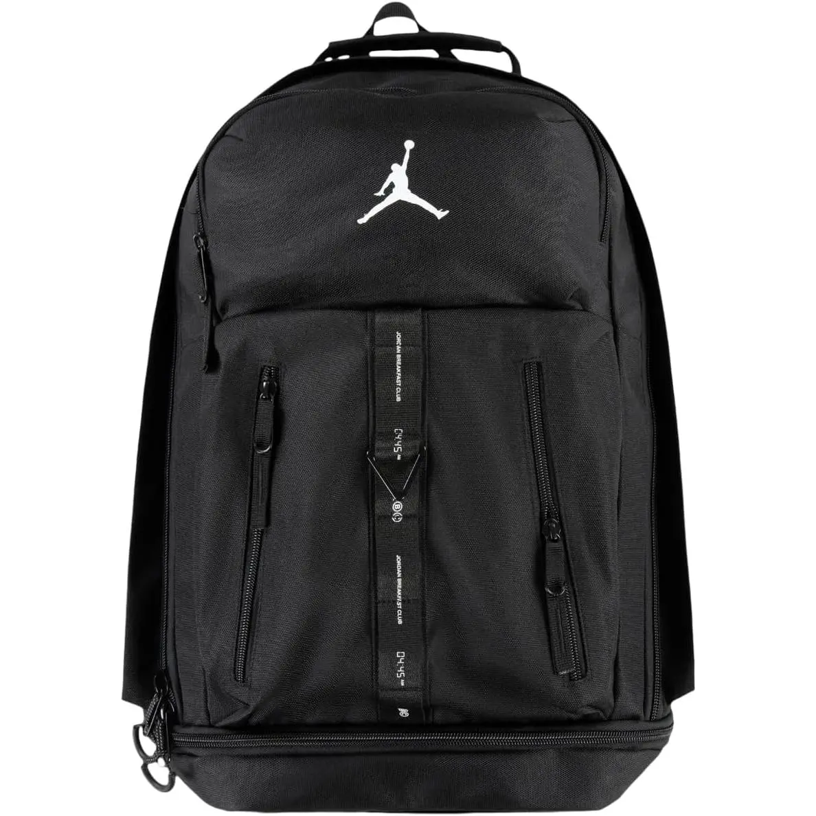 Jordan Sport Backpack 32.9L - Unisex Black/Gray Jumpman Daypack, Adjustable Straps, Laptop Sleeve, Zippered Pockets & Side Bottle Pocket for School, Gym, Commute (Style 9A0692-023)