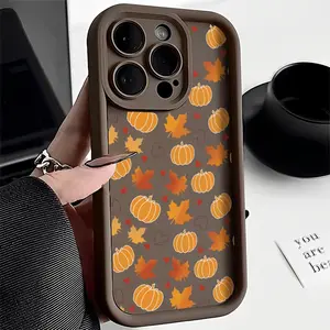 Autumn Maple Leaf Pumpkin Pattern Phone case for iPhone 17/16 Pro Max 15 Plus 14 13 12 11 BumperDrop Protaection Rugged Durable Back Cover fashion gift Full Body Protection Shockproof Soft Silicone Cover Gift