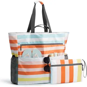 Beach Bag, Waterproof Sandproof Beach Tote Bag, Large Capacity Foldable for Women
