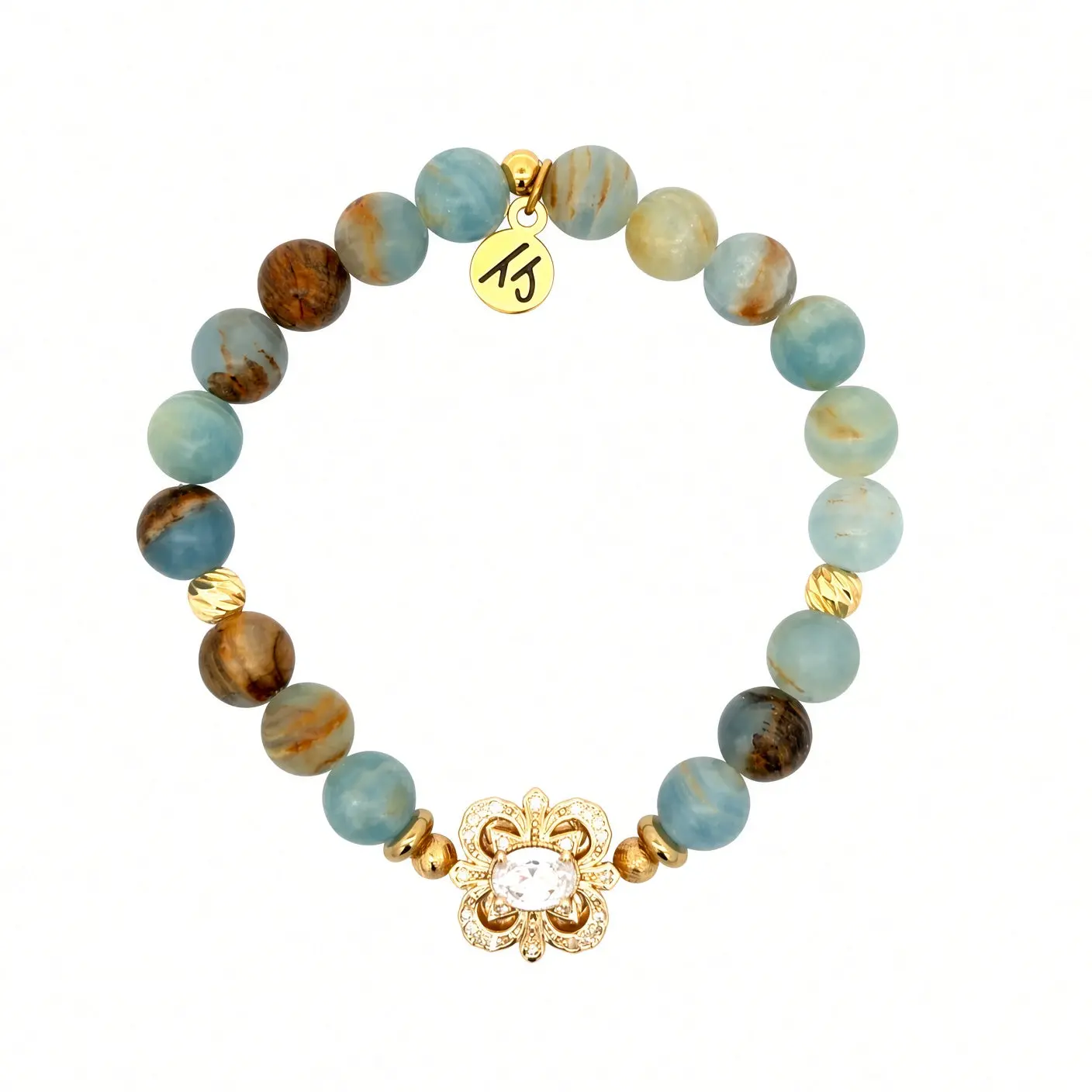 TTT Live Exclusive Gold CZ & Blue Calcite Gemstone Bracelet