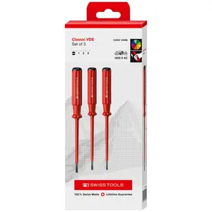 PB Swiss Tools PB 5539.CBB Classic VDE screwdriver set, fully insulated up to 1000 V AC/1500 V DC