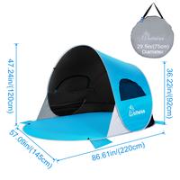 3-4 Person Pop Up Tent Dark Shelter-Blue