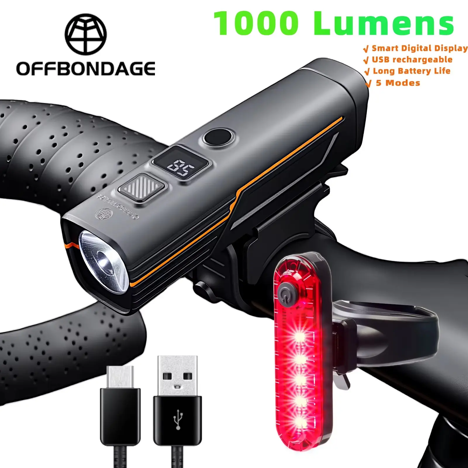 Smart Sensor Bicycle Light, 200 Lumens High Brightness, 1200mah Large Capacity Battery, Waterproof Design, Mountain & Road Cycling, Outdoor Lighting, Bike Lights For Night Riding, Bike Tail Lights, Rechargeable Bicycle Light