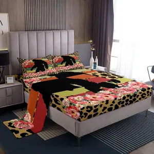 Sasquatch Sheet Set,Watercolor Flower Bedding Set Room Decor,Wild Leopard Skin Print Bed Sheet Set Deep Pocket Fitted Sheet + Flat Sheet