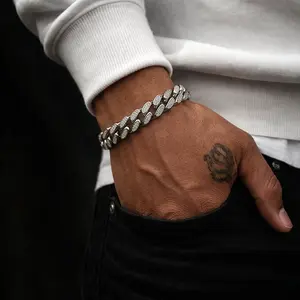 Silver Lab Diamond Cuban Link Bracelet