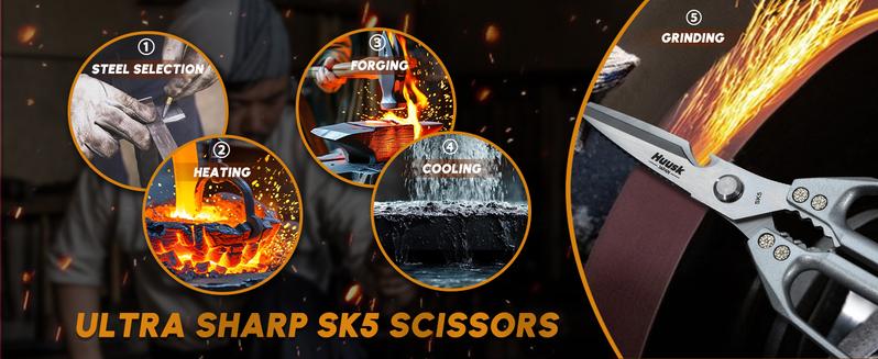 【TikTokShopBlackFriday】HUUSK Kitchen Scissors All Purpose -FallFreshness- Stainless Steel Kitchen Shears, Sharp Silver Meat Scissors, Dishwasher Safe, Heavy Duty Poultry Shears, Japanese Cooking Scissors for Food, Chicken Bones, and Turkey – Perfect Gift!