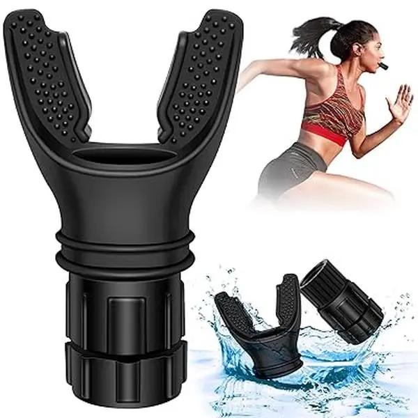 Portable Breathing Trainer with Adjustable Resistance Settings, Exercise Trainer with Resistance Adjustable, Exercise Device with Variable Settings, Easy to Clean and Use, Present for Exerciser, Black/Clear