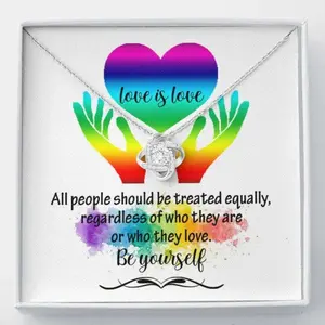Girlfriend Necklace, Lgbt Gift Necklace, Love Is Love, Transgender Pride, Pride Month Gift, Gay Pride, Lesbian Pride, Bisexual Gift, Message Card Jewelry, Daughter Gift, Father Daughter Necklace, Birthday Gift Meaningful Necklace