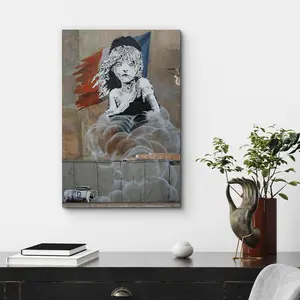 Canvas Print Wall Art Banksy Les Miserables with French Flag Graffiti & Street Art Pop Culture Illustrations Pop Art Bohemian Multicolor Dark for Living Room, Bedroom, Office SHJY-01173