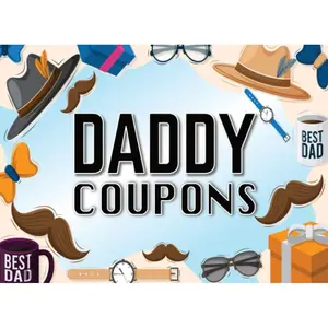 Daddy Coupons: 25 Pre-Filled & 25 Blank Coupons to Show Dad Love on Father’s Day, Christmas, and Birthday | Cute Vouchers for Him Paperback – May 26, 2021