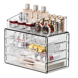 FBOTML Makeup Organizer Bathroom Organizers and Storage, Multi-Ply Acrylic Skincare Organizers, Ideal Makeup Organizer for Vanity or Dresser with Drawer