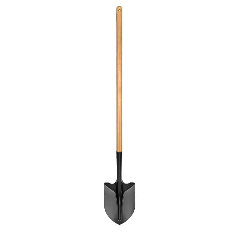 Carbon Steel Garden Spade Digging Shovel - 43 in. Waxed Hardwood Long Handle, Coated Tempered Blade, Reinforced Rib, Resilience & Durability for Landscaping Outdoor Digging