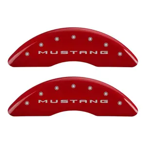 MGP 4 Caliper Covers Engraved Front 2015/Mustang Engraved Rear 2015/50 Red finish silver