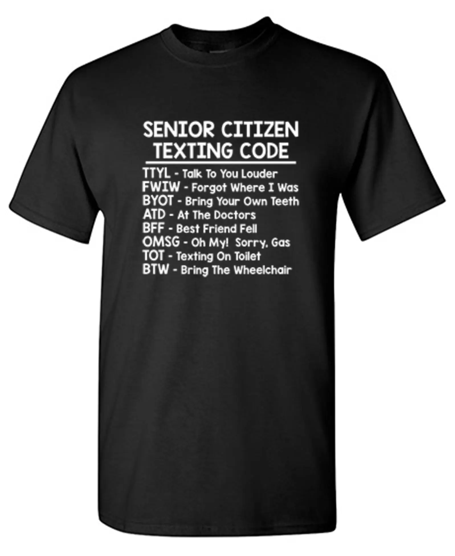 Senior Citizen Texting Codes - Ring Spun Tee