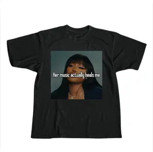 Cute Funny SZAA Her Music Heal Me T-shirt, Rapper Fan Sweatshirt, Unisex Menswear, Relaxed Premium Cotton Crewneck Hoodie, Pullover Hoodie