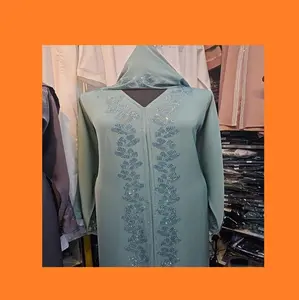 Elegant Hooded Abaya Dress for Women Premium Quality Islamic Kaftan with Stone Embroidery Modest Muslim Outfit for Eid Ramadan Nikah & Wedding