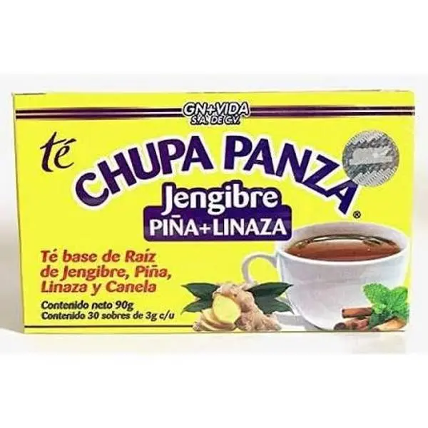 GN + VIDA Chupa Panza Ginger Infused Natural Health Tea Caffeine Free Herbal Tea Bags Adult Dietary Supplement