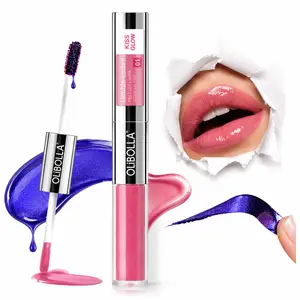 OLIBOLLA Peel Off Lip Liner & Gloss Tint – Dual Ended Lip Stain with Blue Pearl Shimmer Finish, Glossy Lip Color & Long Wear Makeup