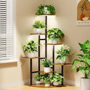 Corner Plant Stand Indoor with Grow Lights, 7 Tiered Plant Shelf Indoor, 43" Corner Plant Stands for Indoor Plants, Metal Plant Flower Display Shelves, Plant Organizer Rack for Living Room, Balcony, Home Decor