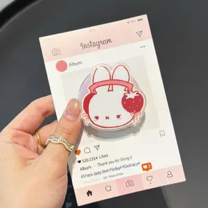 Kawaii Strawberry Bunny Phone Grip Cute Rabbit Phone Holder Magnetic Phone Stand for iPhone Android Pastel Aesthetic Gift Accessory