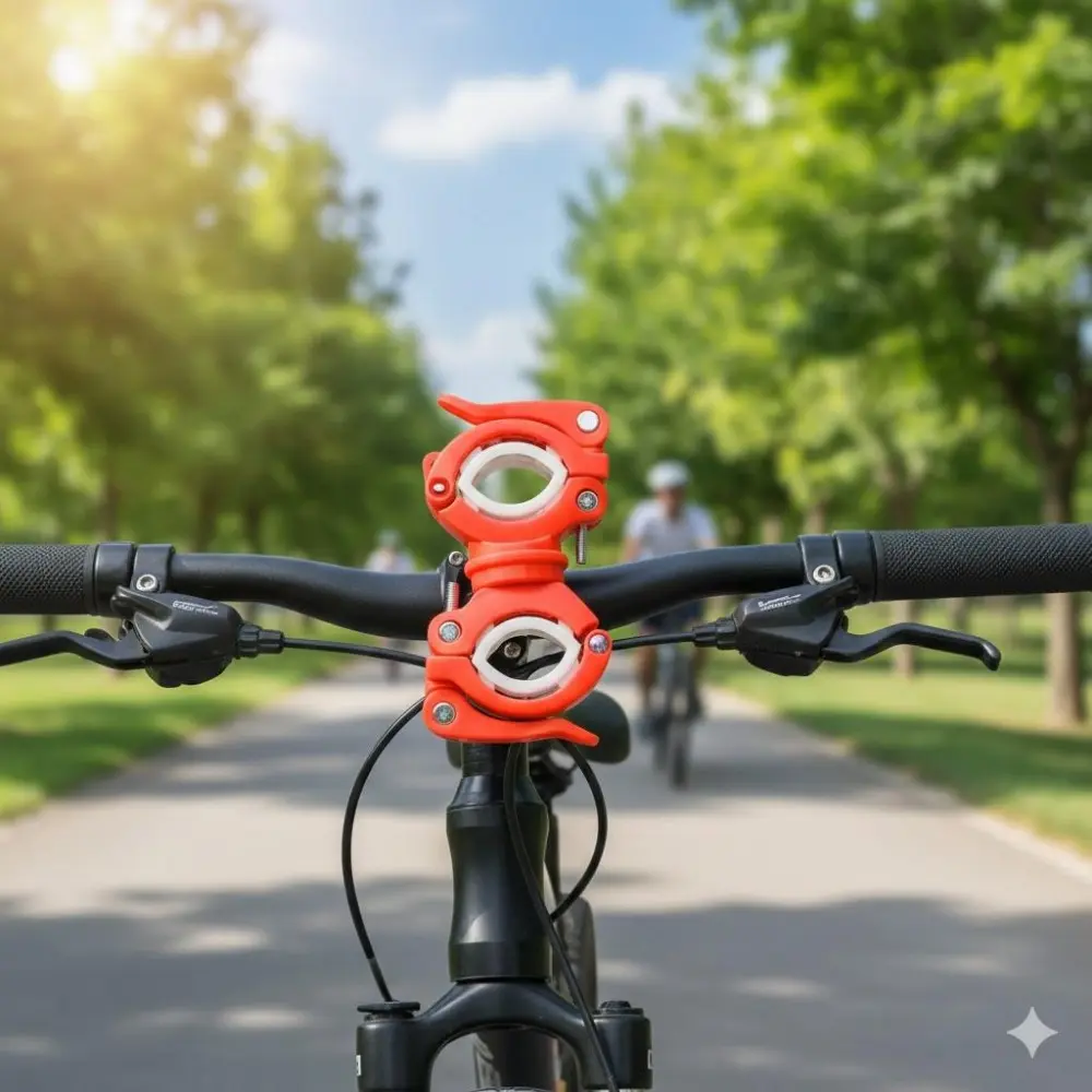 Adjustable Bike Flashlight Mount Universal Quick-Release Anti-Shake Light Holder for Mountain Road Bike Motorcycle Sturdy Anti-Slip Metal Bracket Portable Multi-Angle Lighting Enhances Cycling Safety Gear