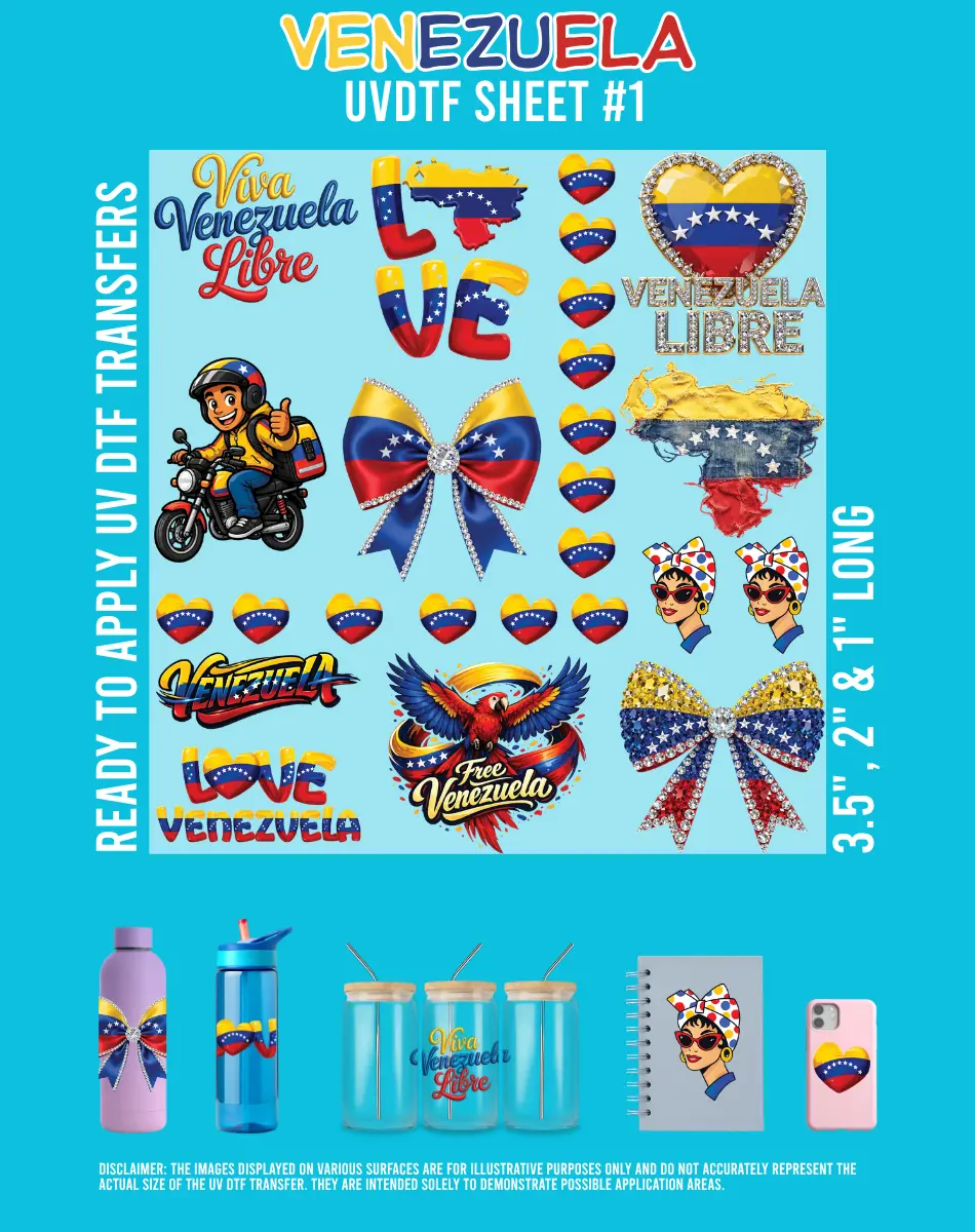 Venezuela UVDTF Sheets Scrapbooking Supplies Diy Sticker