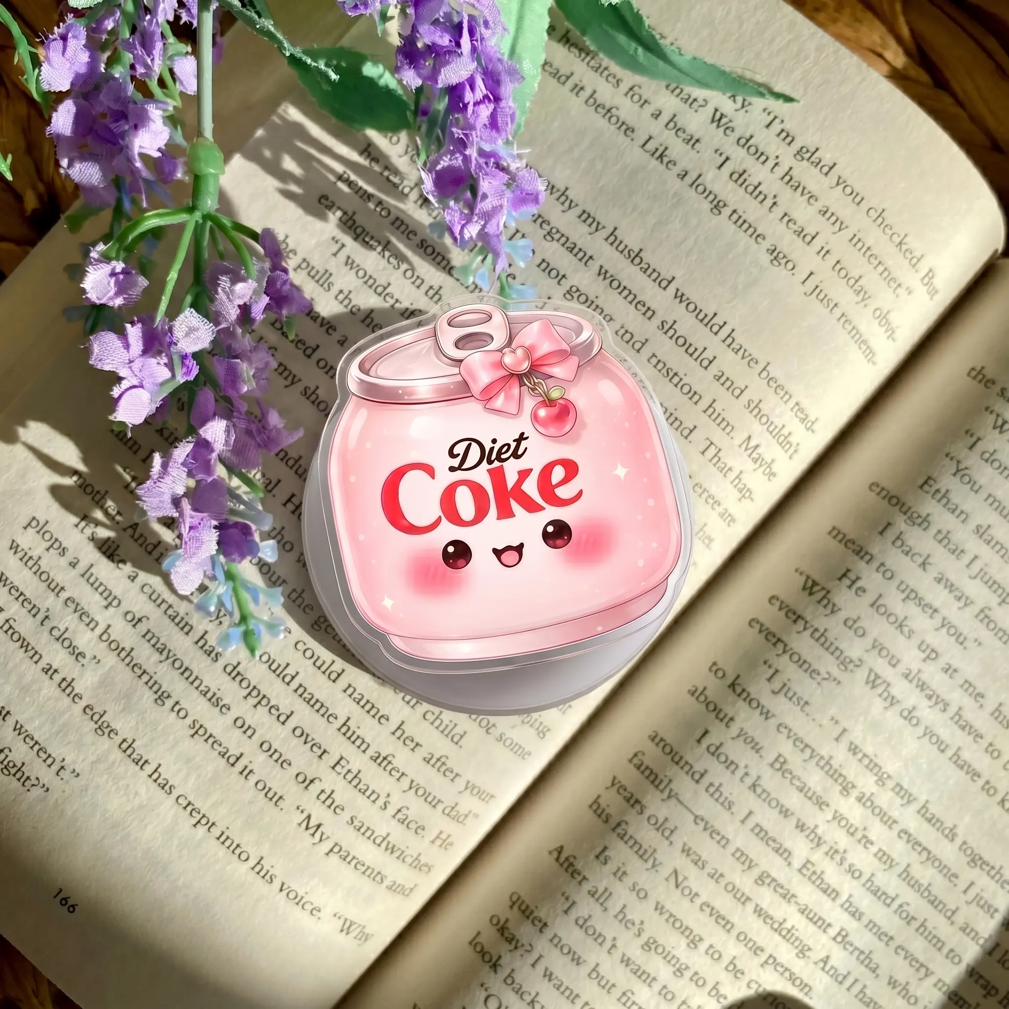 Aesthetic 2D Acrylic Pink Can Phone Grip, Kawaii Beverage Phone Holder, Stand