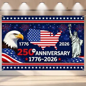 7 x 5 FT 250th Anniversary  Flag Backdrop, Patriotic   Map  Photo Background Photography Booth Prop for Independence Day, 4th of July, 1776-2026 Anniversary Decorations
