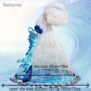 Outdoor Fishing Camping Hand Throw Fishing Net, Hand Cast Fish Net, Catching Net for Fish Shrimp Crabs, Fishing Gear, Fishing Equipment, Mesh Netting