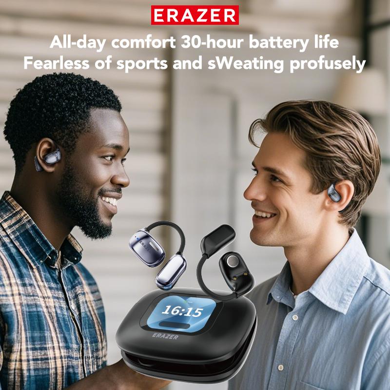 ERAZER XF23 Bluetooth Wireless Headset UV Disinfection Full Color Display Headphones OWS HIFI Stereo Full Color Display Headphones for Listening to Music and Calls, UV Anti-Virus Cleaning Headphones with Microphone