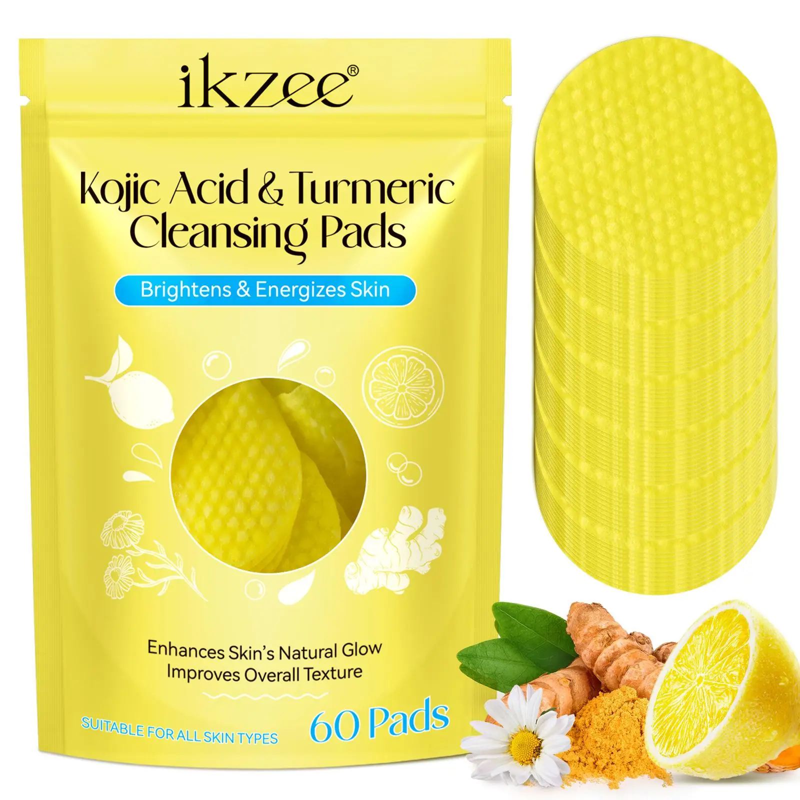 Kojic Acid & Turmeric Soft Makeup Remover, Daily Facial Cleansing Pads, Skin Looks Visibly Revitalized, Reduce The Appearance Of Dark Spots, for Face