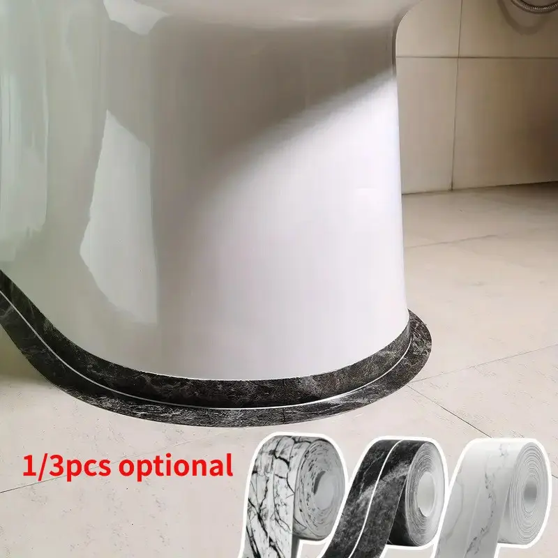 1/3 roll, 5 meters, self-adhesive waterproof sealing tape, Bathroom Sealing Tape, marble pattern, PVC material, sandproof and durable, suitable for bathtubs, sinks, and toilets, Long Lasting Adhesive